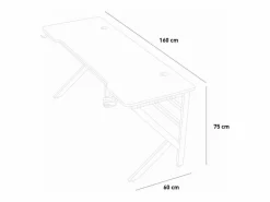 New Mesa gamer ergonómica con LED de carbono para auriculares y bebidas 160x60cm Sportbot LED 160 - Mesa Gaming