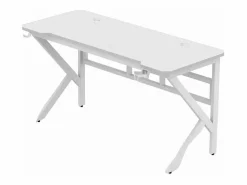 Sale Mesa gamer ergonómica de carbono con cables para auriculares y bebidas 160x60cm Sportbot 160 - Blanco