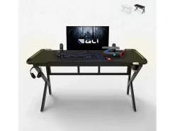 Mesa gamer LED de carbono con soporte para auriculares y bebidas 120x60 Sportbot LED 120 -