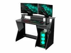 Mesa Gaming Skin Gris/ con Cajón y Gancho para Cascos 90x124x60 cm