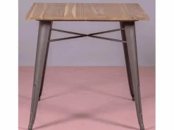 Nest Dream Mesa industrial de acero envejecido y madera clara - Bistro - Antique