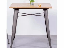 Nest Dream Mesa industrial de acero envejecido y madera clara - Bistro - Antique