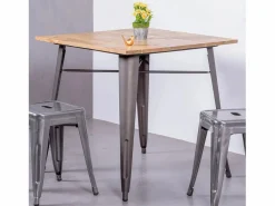 Nest Dream Mesa industrial de acero envejecido y madera clara - Bistro - Antique