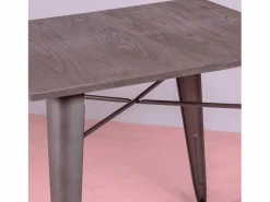 Nest Dream Mesa industrial de acero envejecido y madera oscura - Bistro - Antique Gris antracita
