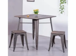 Nest Dream Mesa industrial de acero envejecido y madera oscura - Bistro - Antique Gris antracita