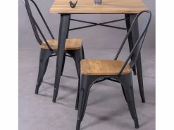 Hot Mesa industrial en acero y madera clara - Bistro - Escritorio Secreter