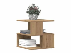 Outlet Mesa lateral Roble artisan 40 x 40 x 40 cm Madera contrachapada Mesa Auxiliar