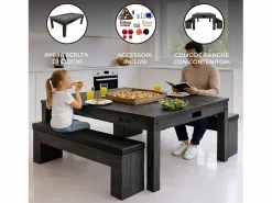 Discount Monstershop Mesa Multijuego 7 en 1 Billar Ping Pong Air Hockey Ajedrez con Accesorios Gris