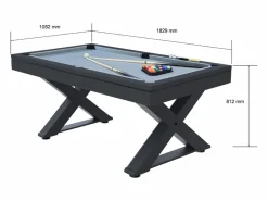 Concept-Usine Mesa multi-juegos de madera negra ping-pong y billar TEXAS