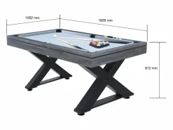 Concept-Usine Mesa multi-juegos de madera ping-pong y billar TEXAS Gris