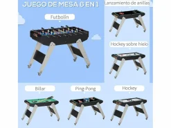 Homcom Mesa multijuegos infantil 6 en 1 +7 años 79x120x88 cm