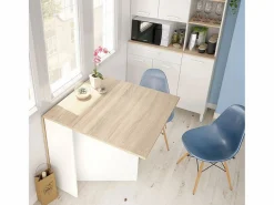 Loungitude Mesa plegable blanca y madera clara - Al.78 cm - Fly