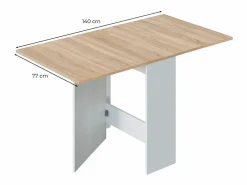 Loungitude Mesa plegable blanca y madera clara - Al.78 cm - Fly
