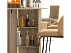 Discount Homcom Mesa plegable cocina madera natural 75x140x74 cm Marru00f3n