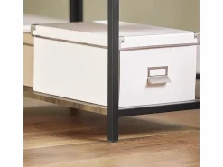 Online Sobuy Mesa Plegable de Almacenaje con 3 Estantes para Comedor Salón Mesa Auxiliar Escritorio Madera Ahorra Espacio FWT62-N ES Color natural claro