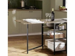 Online Sobuy Mesa Plegable de Almacenaje con 3 Estantes para Comedor Salón Mesa Auxiliar Escritorio Madera Ahorra Espacio FWT62-N ES Color natural claro