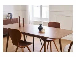 Online Miliboo Mesa rectangular extensible con extensiones integradas de madera de nogal oscuro 160-210 cm ANK Marru00f3n