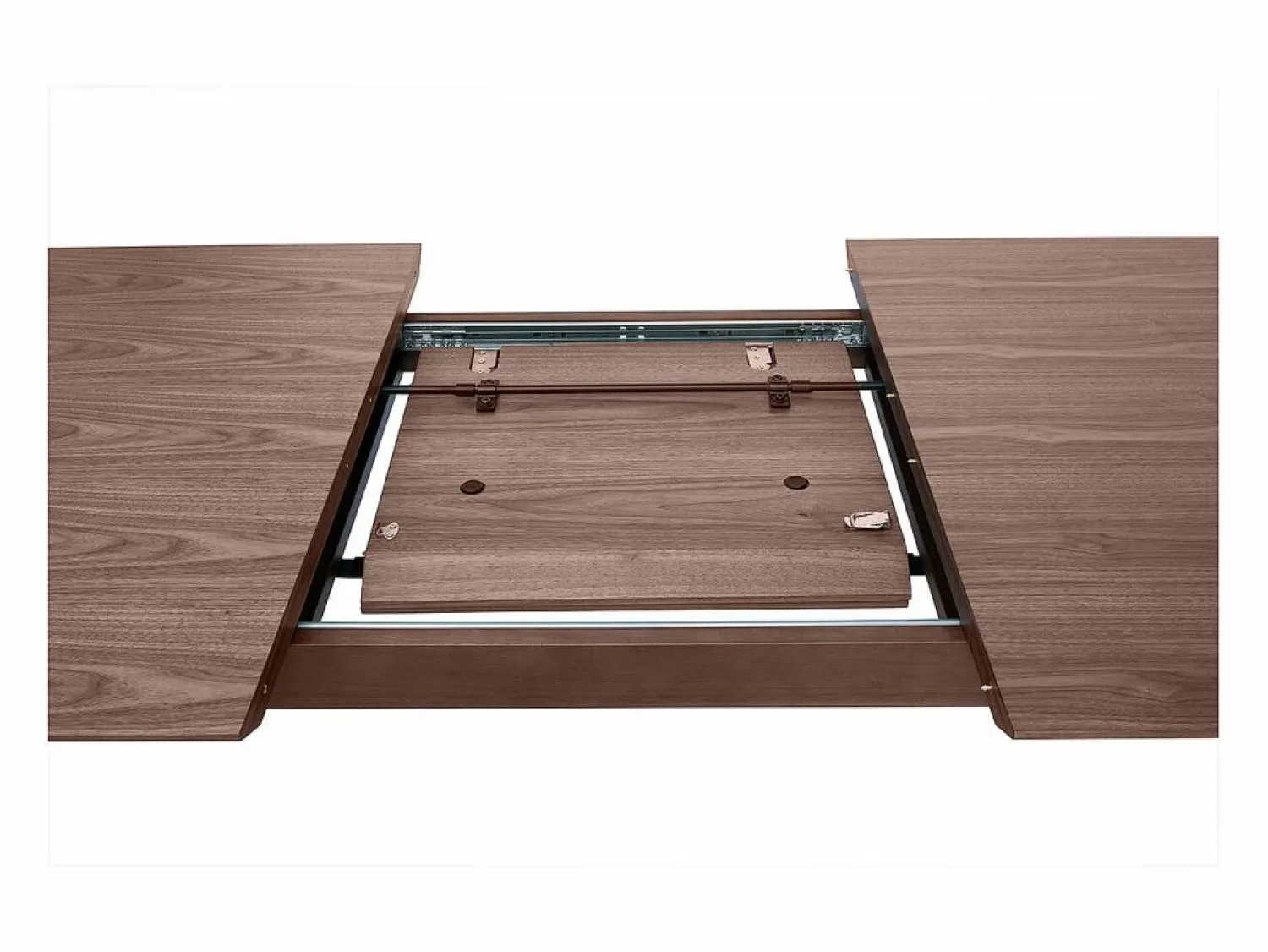 Online Miliboo Mesa rectangular extensible con extensiones integradas de madera de nogal oscuro 160-210 cm ANK Marru00f3n