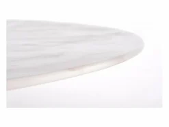 New Mesa redonda con tablero de cristal imitación mármol y pata central de acero dorado BOOTIS Mesa Extensible|Mesa De Comedor