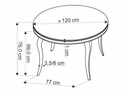 Clearance MSO Mesa redonda de 120 cm con patas doradas y tablero de cristal CANICA Negro