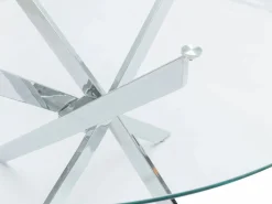 Hot Vente-unique Mesa redonda de comedor 4 plazas de vidrio templado y metal cromado - Transparente - COSIMA Transparente / Plateado