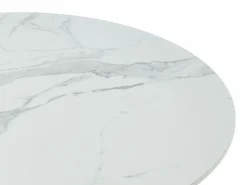 New Mesa redonda de comedor design - 4 comensales - Mármol y metal - Blanco y dorado - NORAH Mesa De Comedor