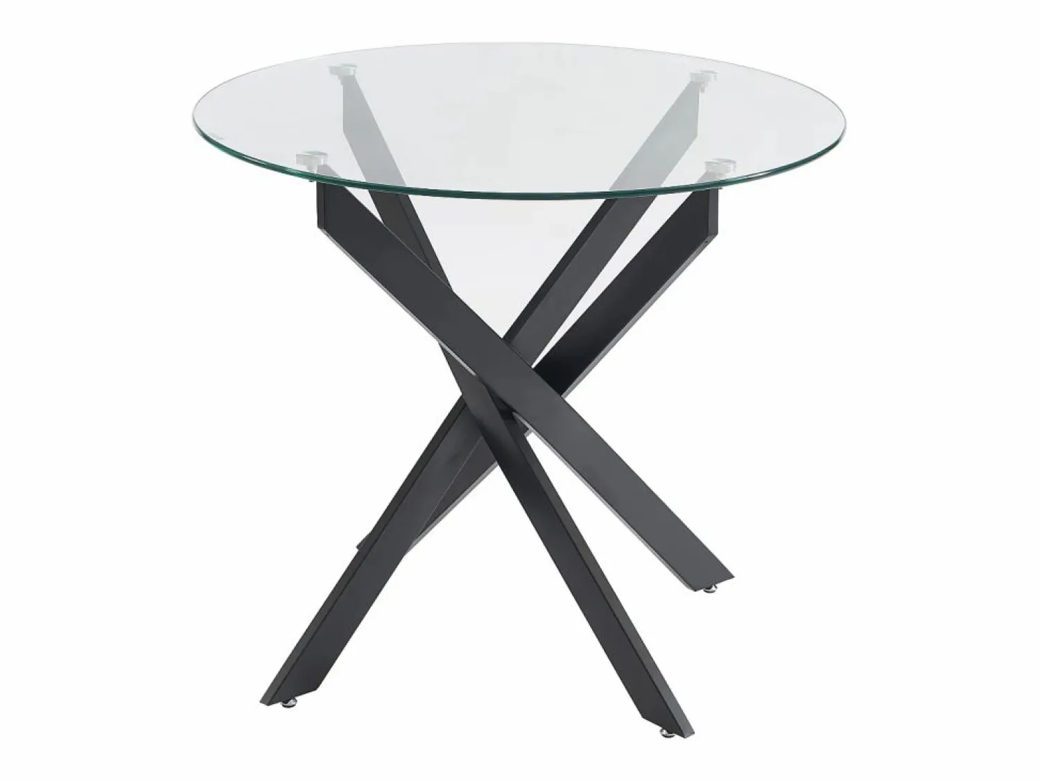 Vente-unique Mesa redonda de comedor para 2 personas de vidrio templado y metal negro - Transparente - COSIMA Transparente / Negro