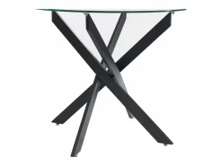Vente-unique Mesa redonda de comedor para 2 personas de vidrio templado y metal negro - Transparente - COSIMA Transparente / Negro