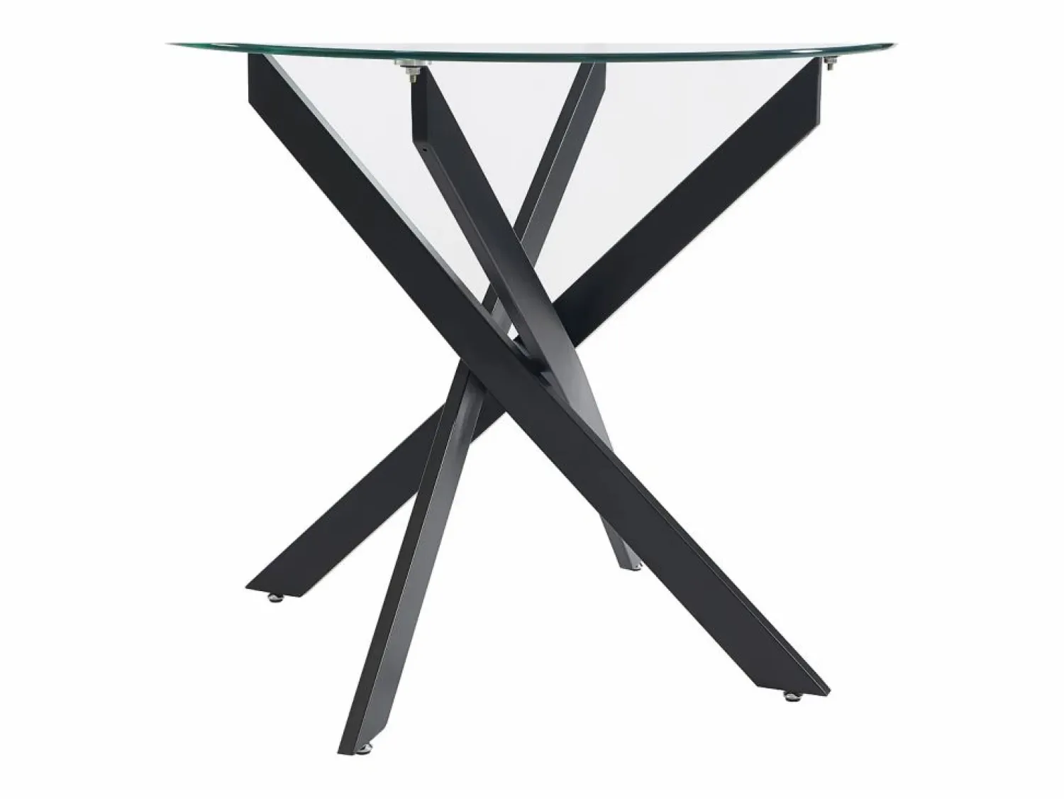 Vente-unique Mesa redonda de comedor para 2 personas de vidrio templado y metal negro - Transparente - COSIMA Transparente / Negro