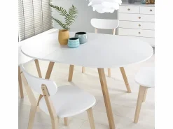 MSO Mesa redonda escandinava con extensión 102cm Storend - Juego de 4 sillas Storend (360€) Blanco