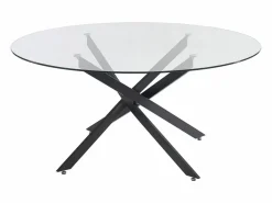 Sale Mesa redonda para 6 personas de vidrio templado y metal negro - Transparente - COSIMA Mesa De Comedor