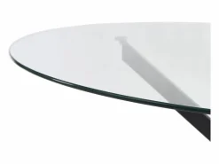 Sale Mesa redonda para 6 personas de vidrio templado y metal negro - Transparente - COSIMA Mesa De Comedor