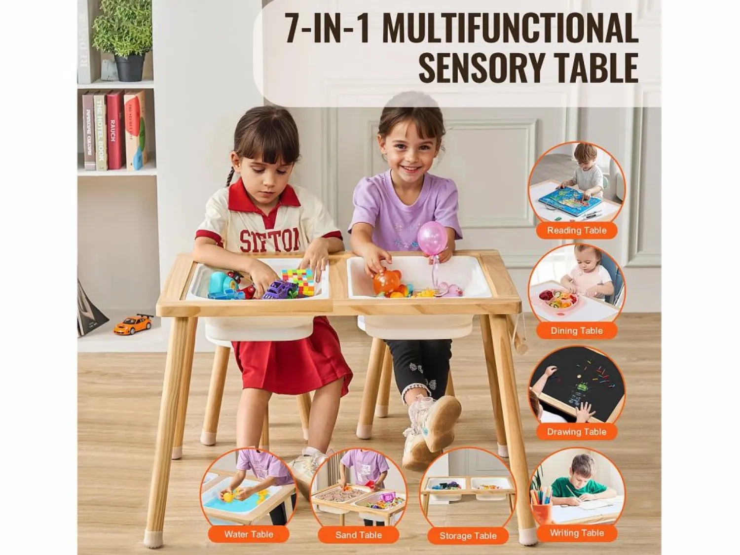 Hot Mesa Sensorial SucceBuy, Juego de Mesa y Silla Sensorial para Niños con 2 Contenedores Mueble De Bebé