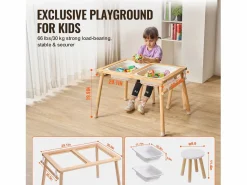 Hot Mesa Sensorial SucceBuy, Juego de Mesa y Silla Sensorial para Niños con 2 Contenedores Mueble De Bebé