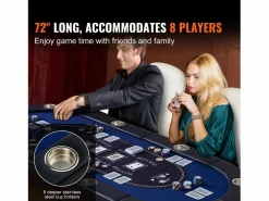 Mesa SucceBuy de Poker Plegable Ovalada para 8 Jugadores de 183cm, Blackjack de Casino y Texas Holdem