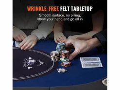 Mesa SucceBuy de Poker Plegable Ovalada para 8 Jugadores de 183cm, Blackjack de Casino y Texas Holdem