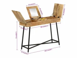Clearance Mesa tocador madera maciza mango rugosa y hierro 105x35x75 cm Tocador