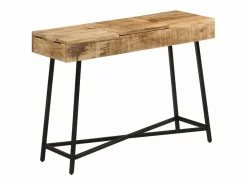 Clearance Mesa tocador madera maciza mango rugosa y hierro 105x35x75 cm Tocador