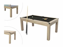 Outlet Vente-unique Mesa transformable en billar y ping-pong, , Ancho 182 x Prof. 102 x Alt. 80 cm, HENK Color natural claro