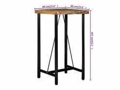 vidaxl Mesa y 2 taburetes bar madera maciza reciclada cuero real lona