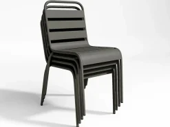 Best MYLIA Mesa y sillas de jardín de metal mesa y 6 sillas apilables - MIRMANDE de Gris antracita