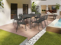 Outlet Mesa y sillas de jardín de metal mesa y 8 sillas apilables - MIRMANDE de Comedores De Jardín