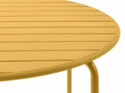 MYLIA Mesa y sillas de jardín de metal - una mesa D.110cm y 4 sillas - Amarillo - MIRMANDE Mostaza