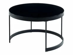 Best Vente-unique Mesas centro apilables Cristal templado metal negro BILLIE Negro / Blanco