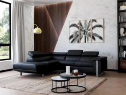 Best Vente-unique Mesas centro apilables Cristal templado metal negro BILLIE Negro / Blanco
