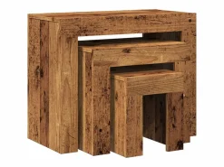 Clicnbuy Mesas de centro apilables 3 unidades madera de ingeniería envejecida