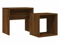 New Clicnbuy Mesas de centro apilables 2 piezas madera ingeniería roble marrón Marru00f3n