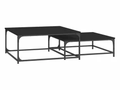 Clicnbuy Mesas de centro apilables 2 piezas madera de ingeniería