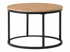 Vente-unique Mesas de centro nido en MDF y cristal templado - Transparente y natural - REMINA Transparente / Negro / Color natural claro