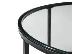 Vente-unique Mesas de centro nido en MDF y cristal templado - Transparente y natural - REMINA Transparente / Negro / Color natural claro